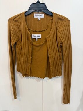 Organic Basics Ribbed Two-Piece Set - Mustard Yellow